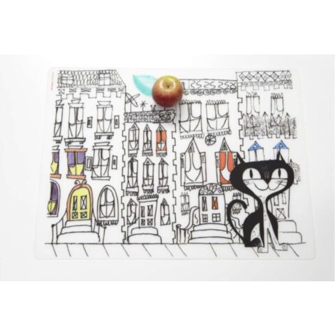 Kinderen Placemat Mark-Mat Cat in the City Mat + 4 Markers 40 x 32 cm.