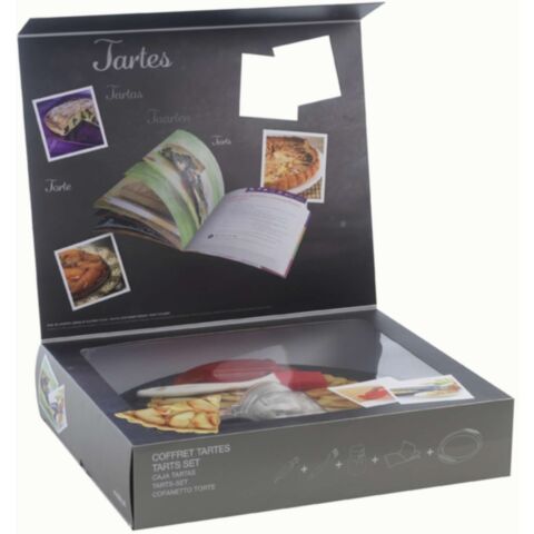 Giftset Tarts 28 cm bakvorm met bakkwast, decoroller en receptenboekje