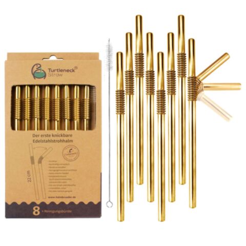 Rietje Buigbaar Roestvrijstaal 22cm Set van 8 Stuks + Schoonmaakborstel